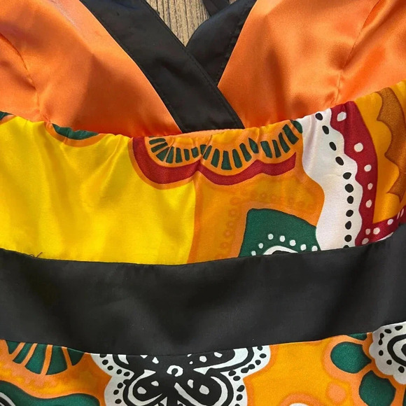 Cache Black and Orange Patterned Midi Dress - Picture 9 of 11